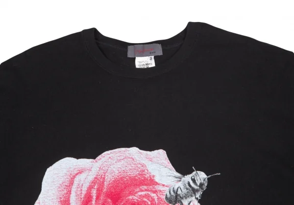 ヨウジヤマモト ノアールYohji Yamamoto NOIR 内田すずめ 薔薇と蜂プリントTシャツ 黒3 K-101135_002