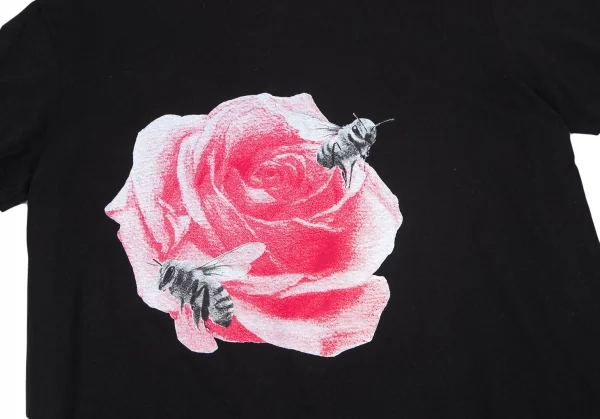 ヨウジヤマモト ノアールYohji Yamamoto NOIR 内田すずめ 薔薇と蜂プリントTシャツ 黒3 K-101135_005