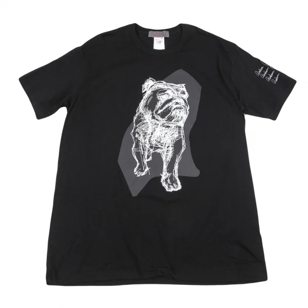 ヨウジヤマモト ノアールYohji Yamamoto NOIR 朝倉優佳 ブルドッグプリントTシャツ 黒3 K-101137_001