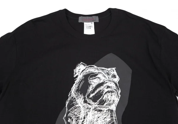 ヨウジヤマモト ノアールYohji Yamamoto NOIR 朝倉優佳 ブルドッグプリントTシャツ 黒3 K-101137_002