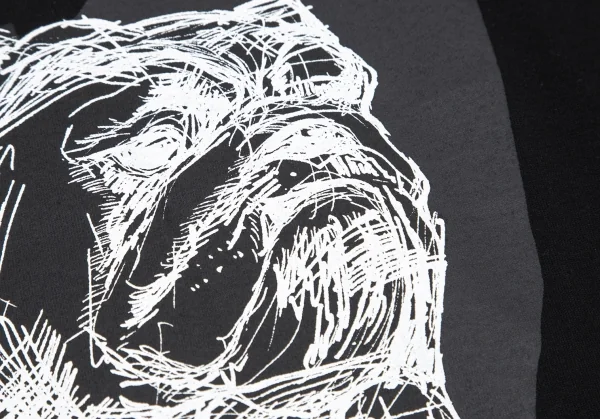 ヨウジヤマモト ノアールYohji Yamamoto NOIR 朝倉優佳 ブルドッグプリントTシャツ 黒3 K-101137_007