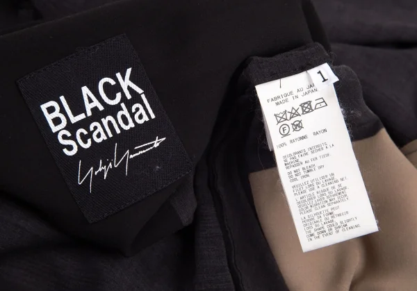 ブラックスキャンダル ヨウジヤマモトBLACK Scandal Yohji Yamamoto 内田すずめ ゆりかごプリントレーヨンロングバンドカラーシャツ 黒1 K-101146_017