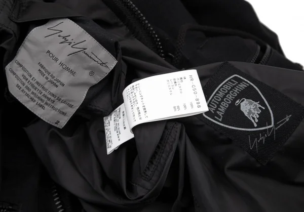 ヨウジヤマモト プールオム×アウトモビリ ランボルギーニ バックグラフィックプリントリバーシブルモッズコート 黒2 K-101150_020