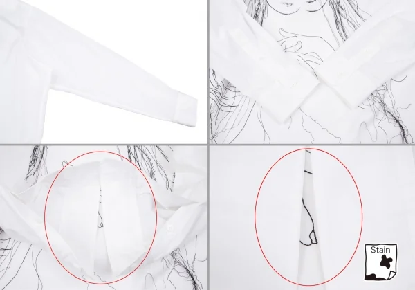 ヨウジヤマモト プールオムYohji Yamamoto POUR HOMME 内田すずめ 百貨店限定ダブルフェイスステッチ刺繍カッティングデザインシャツ 白3 K-101155_009