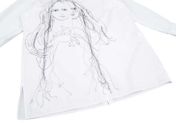 ヨウジヤマモト プールオムYohji Yamamoto POUR HOMME 内田すずめ 百貨店限定ダブルフェイスステッチ刺繍カッティングデザインシャツ 白3 K-101155_010