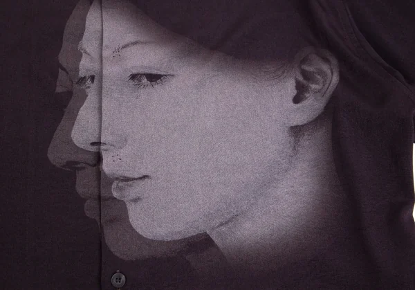 ヨウジヤマモト プールオムYohji Yamamoto POUR HOMME 内田すずめ サヨウナラバプリントロングシャツ ブリーチブラック1 K-101159_005