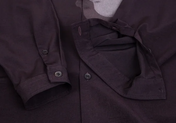 ヨウジヤマモト プールオムYohji Yamamoto POUR HOMME 内田すずめ サヨウナラバプリントロングシャツ ブリーチブラック1 K-101159_007