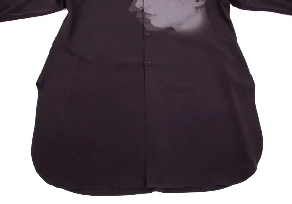 ヨウジヤマモト プールオムYohji Yamamoto POUR HOMME 内田すずめ サヨウナラバプリントロングシャツ ブリーチブラック1 K-101159_008
