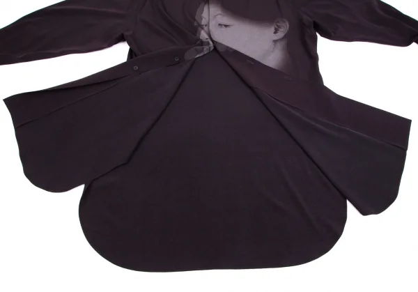 ヨウジヤマモト プールオムYohji Yamamoto POUR HOMME 内田すずめ サヨウナラバプリントロングシャツ ブリーチブラック1 K-101159_010