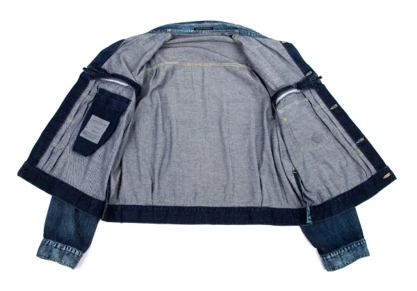 ヨウジヤマモト プールオムYohji Yamamoto POUR HOMME スポテッドホースジップスリットトラッカージャケット インディゴ3 K-101161_013