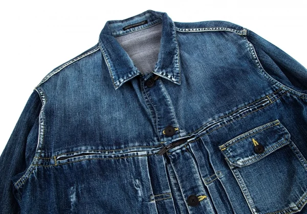 ヨウジヤマモト プールオムYohji Yamamoto POUR HOMME スポテッドホースジップスリットトラッカージャケット インディゴ3 K-101161_002