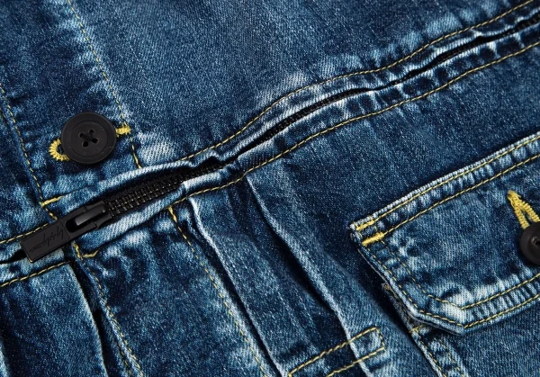 ヨウジヤマモト プールオムYohji Yamamoto POUR HOMME スポテッドホースジップスリットトラッカージャケット インディゴ3 K-101161_006