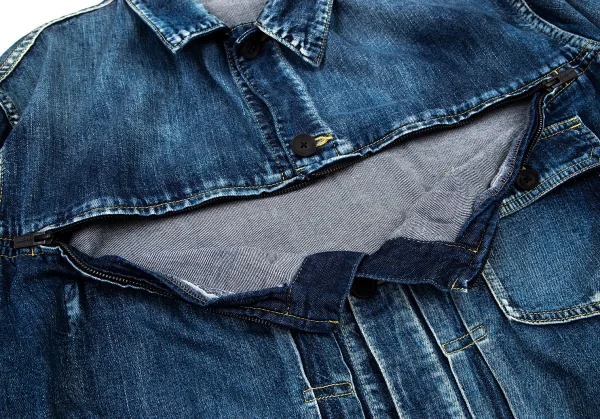 ヨウジヤマモト プールオムYohji Yamamoto POUR HOMME スポテッドホースジップスリットトラッカージャケット インディゴ3 K-101161_007