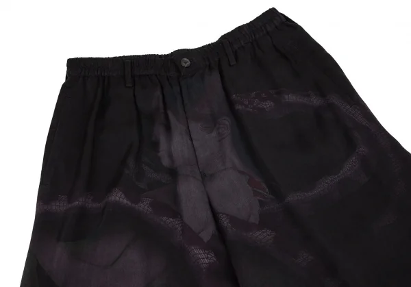 ヨウジヤマモト プールオムYohji Yamamoto POUR HOMME 内田すずめ 蛇女ギャザーハーフパンツ 黒3 K-101166_002