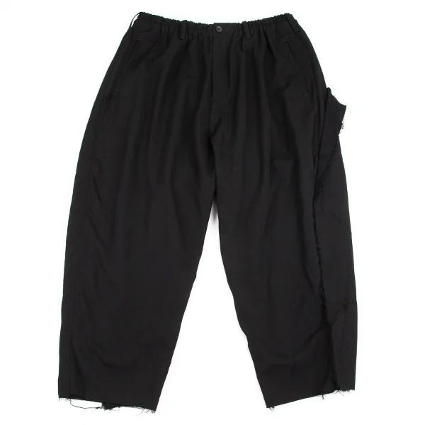ヨウジヤマモト プールオムYohji Yamamoto POUR HOMME 2015A/W復刻重レイヤードウールギャバステッチパンツ 黒3 K-101179_001