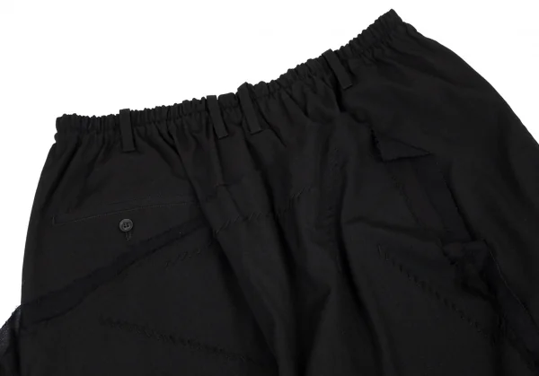ヨウジヤマモト プールオムYohji Yamamoto POUR HOMME 2015A/W復刻重レイヤードウールギャバステッチパンツ 黒3 K-101179_010