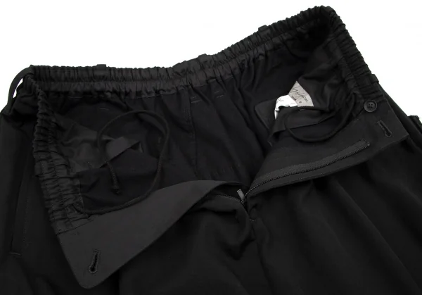 ヨウジヤマモト プールオムYohji Yamamoto POUR HOMME 2015A/W復刻重レイヤードウールギャバステッチパンツ 黒3 K-101179_005