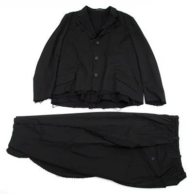 ヨウジヤマモト プールオムYohji Yamamoto POUR HOMME 2015A/W復刻重レイヤードウールギャバステッチセットアップスーツ
