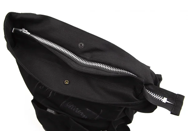 ヨウジヤマモト プールオムYohji Yamamoto POUR HOMME  ウールギャバ重ねマチレイヤードバッグ 黒 K-101183_012