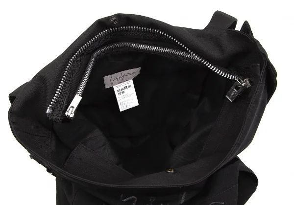 ヨウジヤマモト プールオムYohji Yamamoto POUR HOMME  ウールギャバ重ねマチレイヤードバッグ 黒 K-101183_013