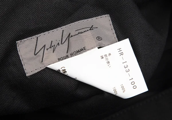 ヨウジヤマモト プールオムYohji Yamamoto POUR HOMME  ウールギャバ重ねマチレイヤードバッグ 黒 K-101183_017