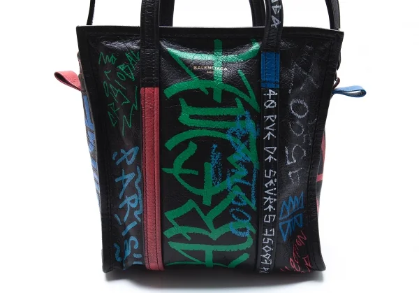 バレンシアガBALENCIAGA バザールグラフィティレザートートバッグ 黒マルチ K-101193_002