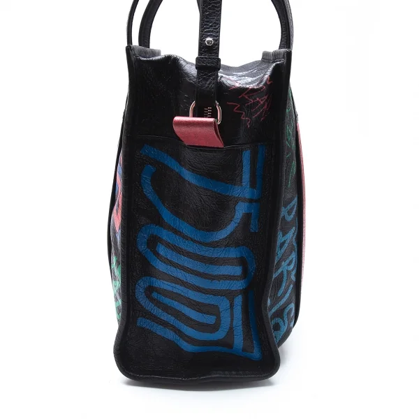 バレンシアガBALENCIAGA バザールグラフィティレザートートバッグ 黒マルチ K-101193_006