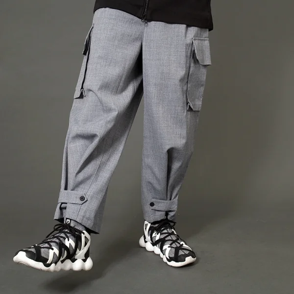 ワイスリーY-3 ウール混クロップドワイドカーゴパンツ グレーS K-101200_015