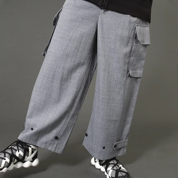 ワイスリーY-3 ウール混クロップドワイドカーゴパンツ グレーS K-101200_016