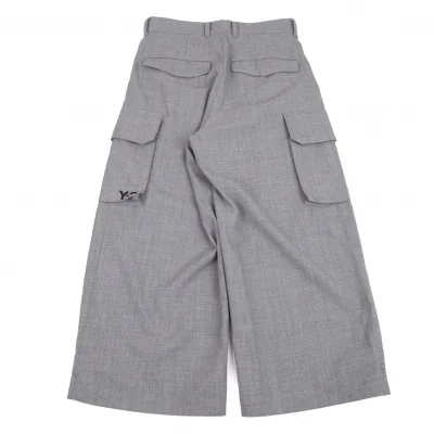 ワイスリーY-3 ウール混クロップドワイドカーゴパンツ