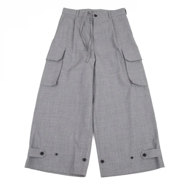 ワイスリーY-3 ウール混クロップドワイドカーゴパンツ グレーS K-101200_004