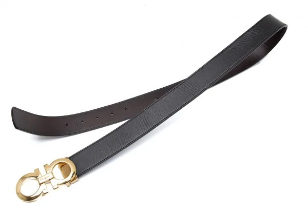 サルヴァトーレフェラガモ Salvatore Ferragamo ダブルガンチーニリバーシブルベルト 黒茶 K-101203_003