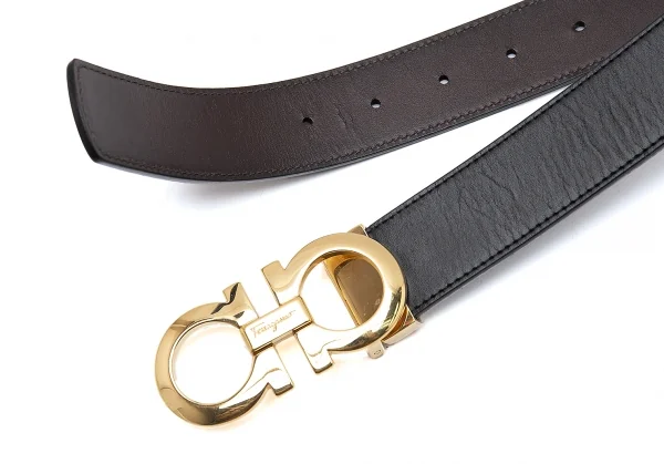 サルヴァトーレフェラガモ Salvatore Ferragamo ダブルガンチーニリバーシブルベルト 黒茶 K-101203_004