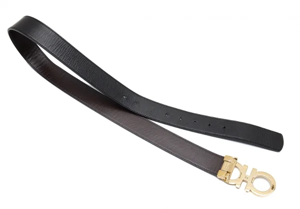 サルヴァトーレフェラガモ Salvatore Ferragamo ダブルガンチーニリバーシブルベルト 黒茶 K-101203_005
