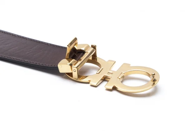 サルヴァトーレフェラガモ Salvatore Ferragamo ダブルガンチーニリバーシブルベルト 黒茶 K-101203_006