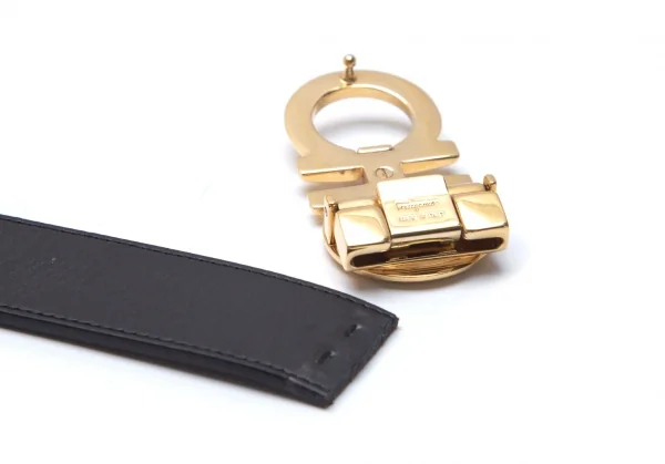 サルヴァトーレフェラガモ Salvatore Ferragamo ダブルガンチーニリバーシブルベルト 黒茶 K-101203_007