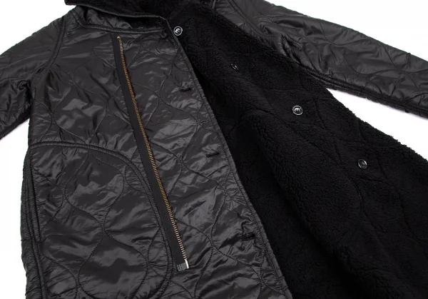 ヒステリックグラマーHYSTERIC GLAMOUR リバーシブルボアキルティングフーデッドコート 黒Free K-101209_010