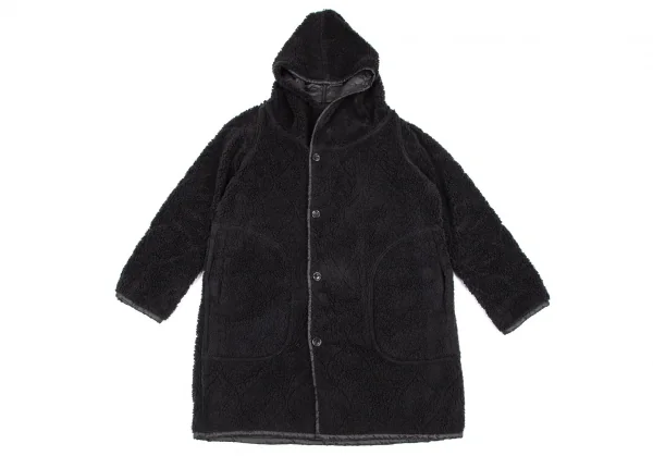ヒステリックグラマーHYSTERIC GLAMOUR リバーシブルボアキルティングフーデッドコート 黒Free K-101209_014