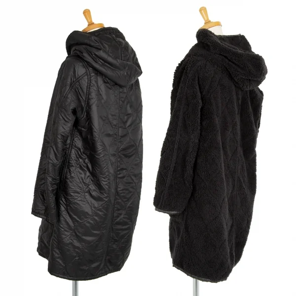 ヒステリックグラマーHYSTERIC GLAMOUR リバーシブルボアキルティングフーデッドコート 黒Free K-101209_002