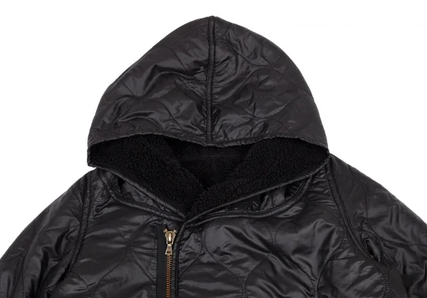 ヒステリックグラマーHYSTERIC GLAMOUR リバーシブルボアキルティングフーデッドコート 黒Free K-101209_004
