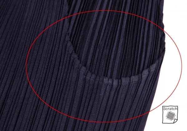 プリーツプリーズPLEATS PLEASE プリーツサイドスリットプリーツタンクトップ 紺M位 K-101215_005
