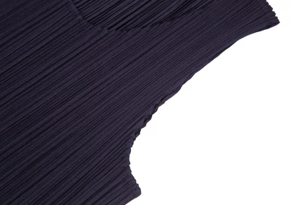 プリーツプリーズPLEATS PLEASE プリーツサイドスリットプリーツタンクトップ 紺M位 K-101215_006
