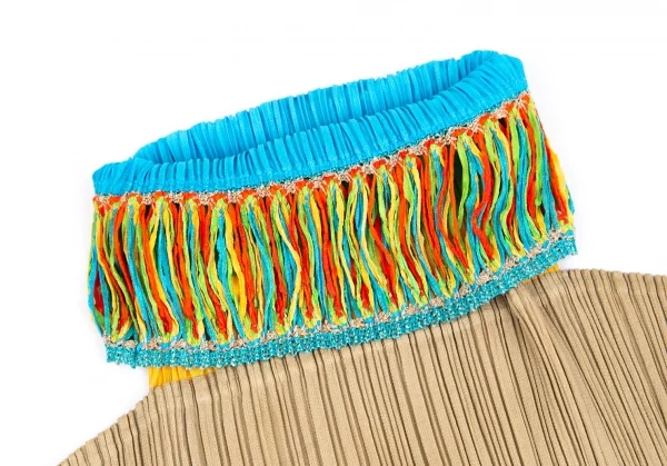 プリーツプリーズPLEATS PLEASE カラフルタートルネックノースリーブトップ ベージュ水色他3 K-101219_004