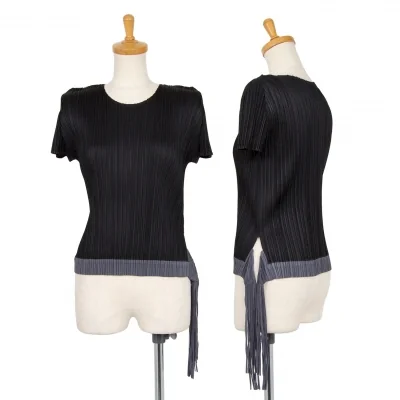 プリーツプリーズPLEATS PLEASE プリーツ裾フリンジデザインカットソー