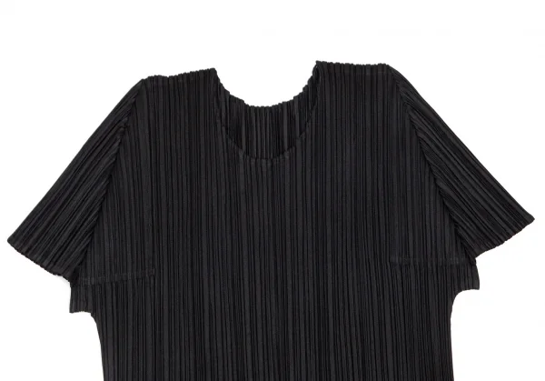 プリーツプリーズPLEATS PLEASE プリーツ裾フリンジデザインカットソー 黒グレー3 K-101226_003