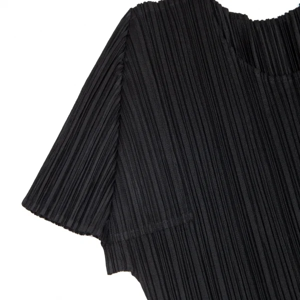 プリーツプリーズPLEATS PLEASE プリーツ裾フリンジデザインカットソー 黒グレー3 K-101226_005