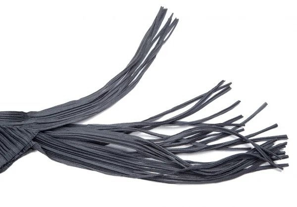 プリーツプリーズPLEATS PLEASE プリーツ裾フリンジデザインカットソー 黒グレー3 K-101226_007