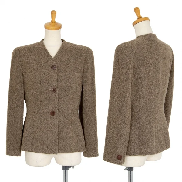 Kオブクリツィア K OF KRIZIA ウールナイロン混ノーカラー3Bジャケット ベージュ42 K-101264_001