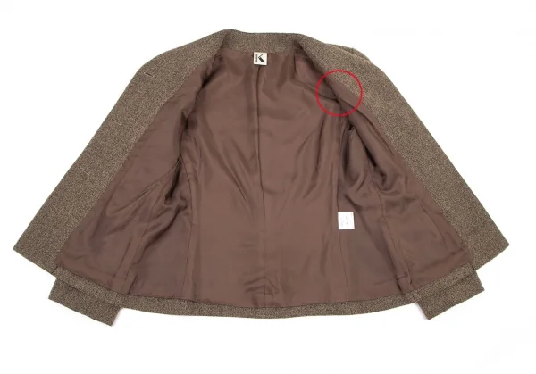 Kオブクリツィア K OF KRIZIA ウールナイロン混ノーカラー3Bジャケット ベージュ42 K-101264_011