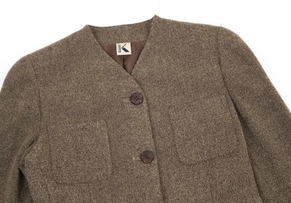 Kオブクリツィア K OF KRIZIA ウールナイロン混ノーカラー3Bジャケット ベージュ42 K-101264_003